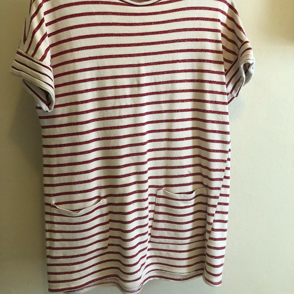 Red and white striped oversized top